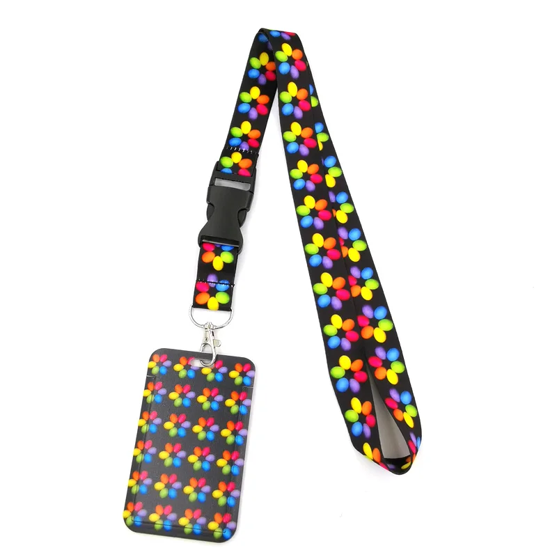 

Easter Colorful Eggs Flowers Anime Lanyard Badge Holder ID Card Lanyards Mobile Phone Rope Key Lanyard Neck Straps Keychain Key