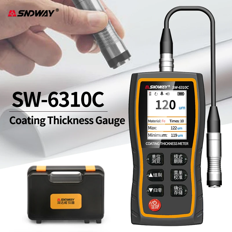 

SNDWAY Industrial Coating Thickness Gauge SW-6310C Professional Grade Split Thickness Measuring Instrument Paint Film Thickness