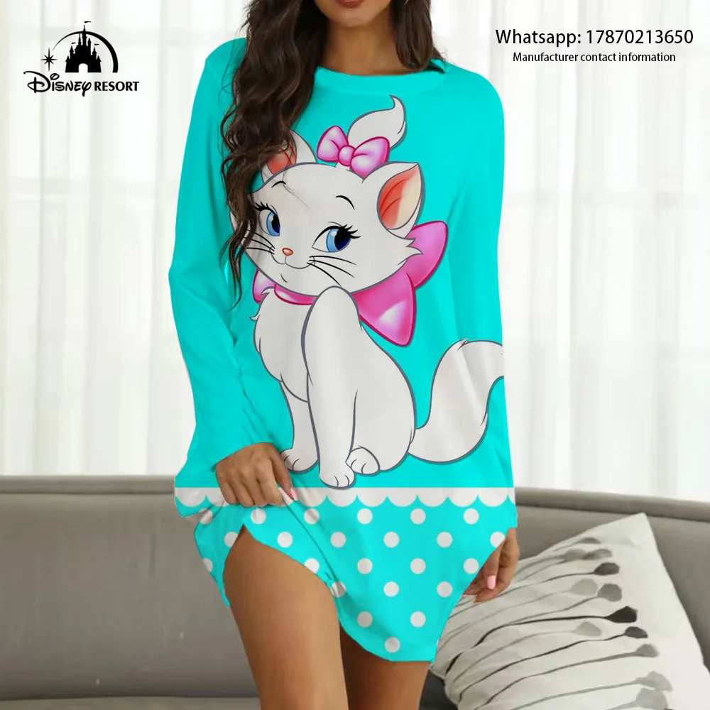 

2022 New Disney Brand Mary Cat Cartoon Print Hot Sale Sweetheart Women's Fall Fashion Casual Boho Loungewear Y2K
