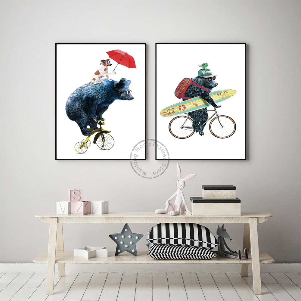 

Funny Bear Posters on the Wall Canvas Paintings Wall Art Print Pictures for Living Room Interior Home Decor