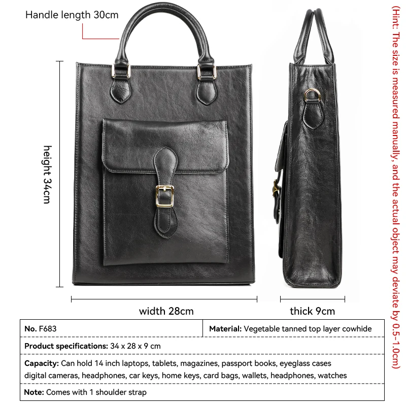 Портфель мужской из натуральной кожи винтажная сумка для ноутбука 14 дюймов