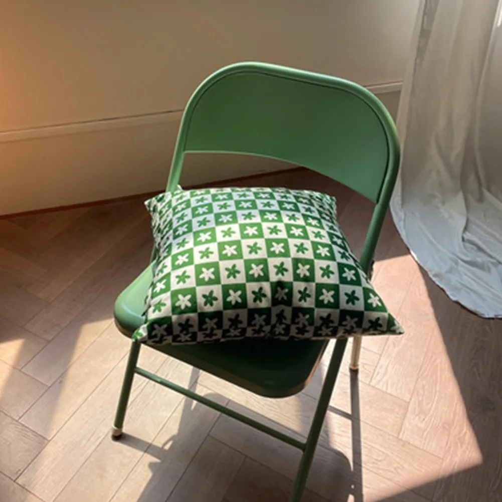 

Sofa Pillowslip Pillowcase Bedroom Checked Decorative Cushion Cover Fabric Green Plaid Smooth Sofa Cushion Textile 1pcs