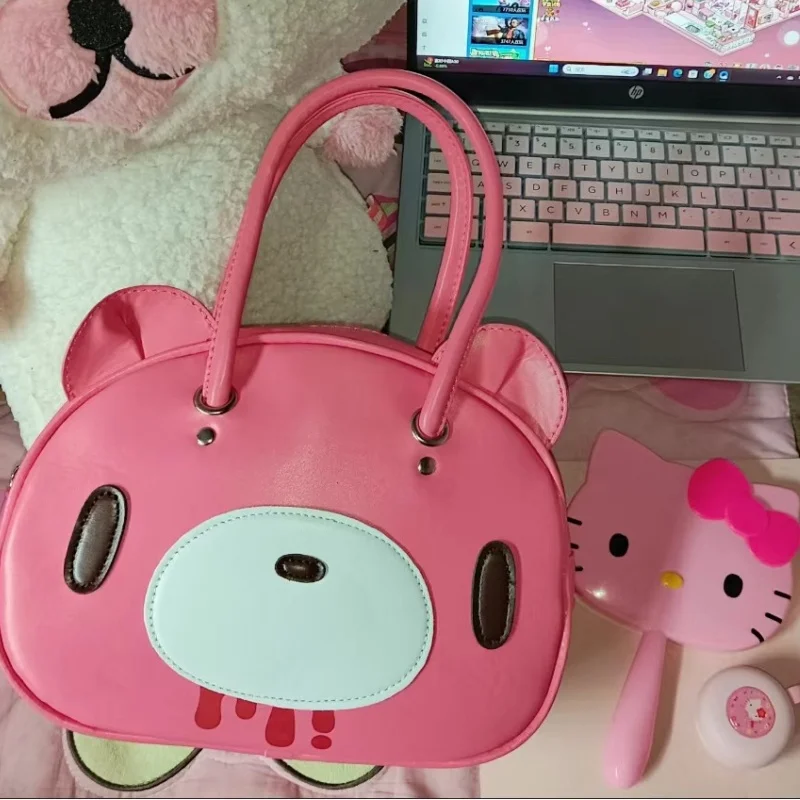 Периферийная кавайная розовая сумка с изображением медведя портативная для