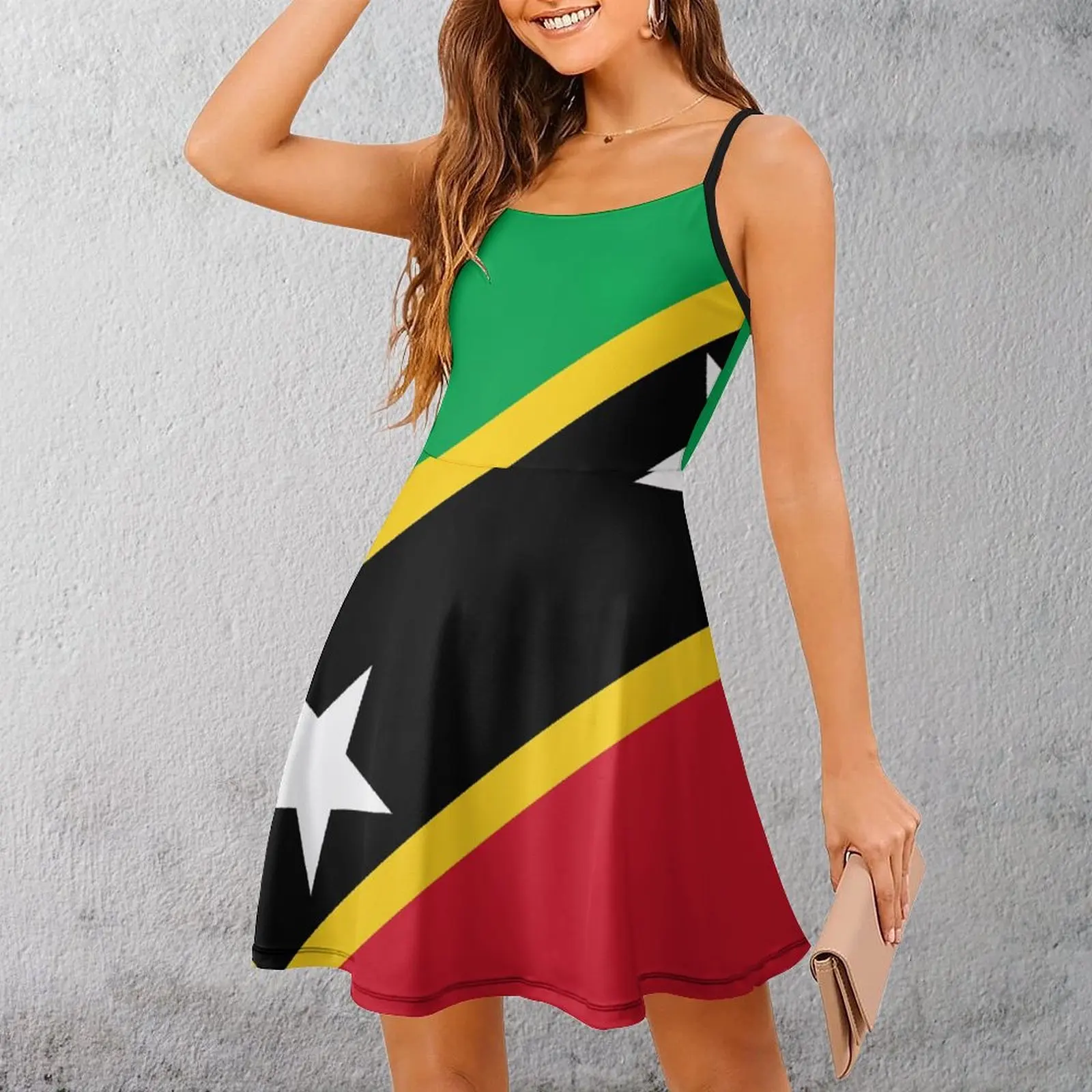 

Экзотическое женское платье с изображением флага св. Котят и неви, женское платье на бретельках, забавные вечерние платья, Новинка