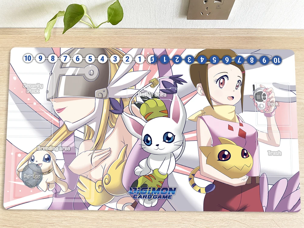 

Digimon Playmat DTCG CCG Mat Tailmon & Yagami Trading Card Game Mat Desk Table Gaming Play Mat Mouse Pad Mousepad 60x35cm Bag