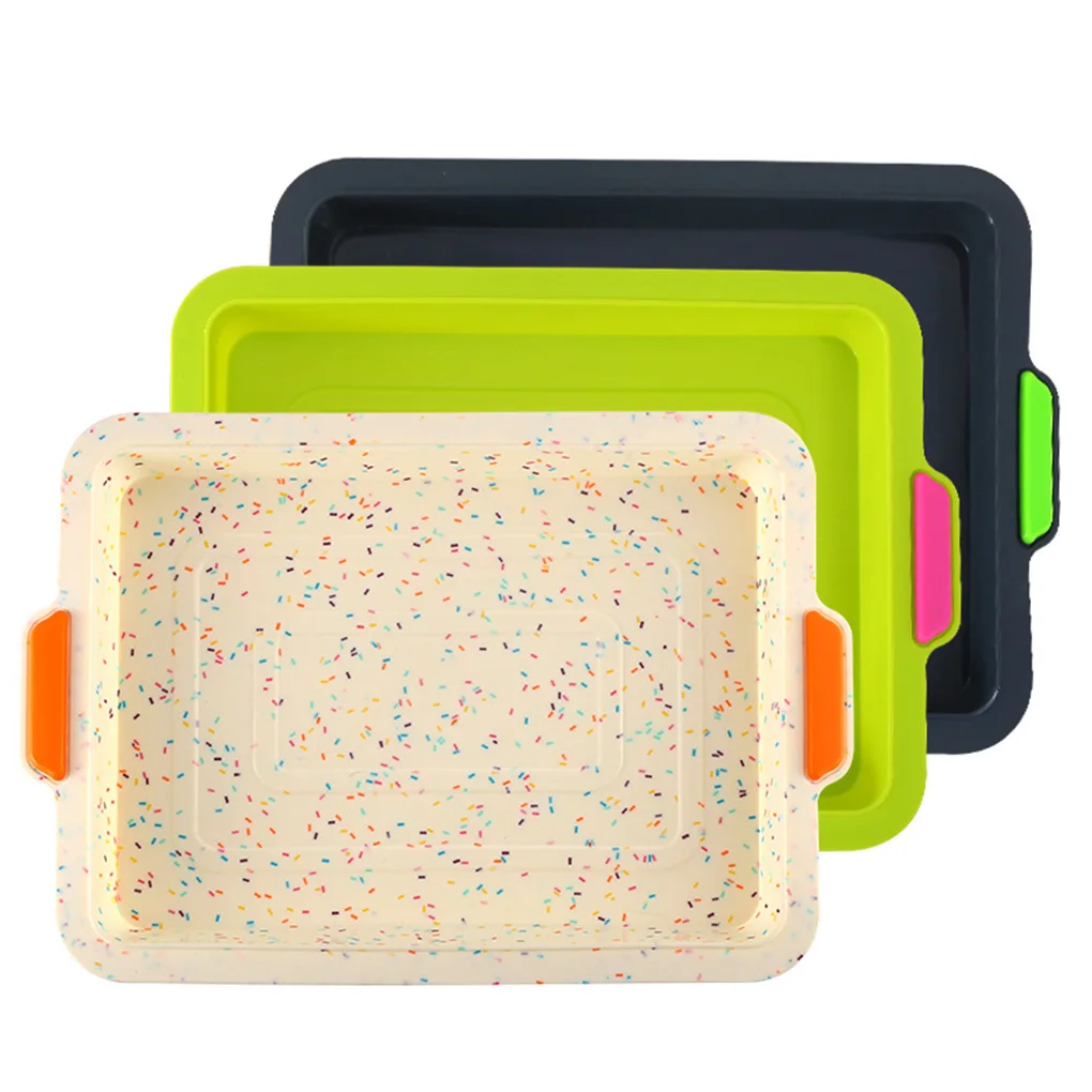 

Silicone Baking Tray Colorful Dot Bread Toast Pan Mold Non-Stick Cake Brownie Kitchen Oven Sheets Colorful dot