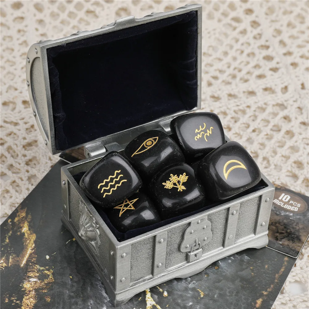 

10 шт./компл. натуральные обсидаиновые руны, Хрустальные черные руны, Камень Неправильной гадания, удачи, лечение, медитация, подарок