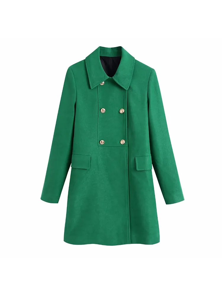 

Женское двубортное приталенное пальто, винтажная верхняя одежда на пуговицах с длинным рукавом, шикарные топы, новинка 2023