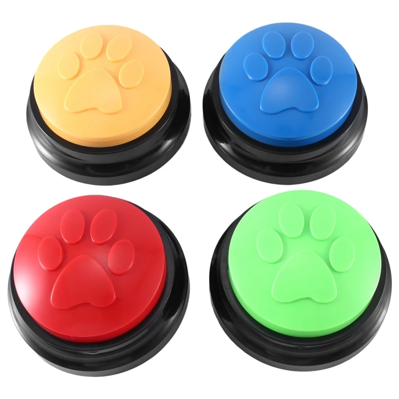 

4PCS Pet Sound Box Squeeze Box Recordable Talking Button Cat Voice Recorder Talking Toy For Pet Training Tool