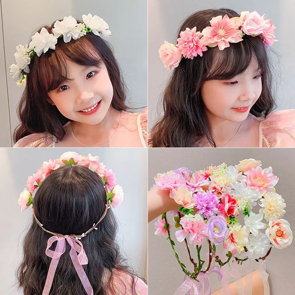 

Bride Wreath Wedding Party Tiara Floral Headband Flower Crown Hairband Flower Wreath Hairband Bride Headband