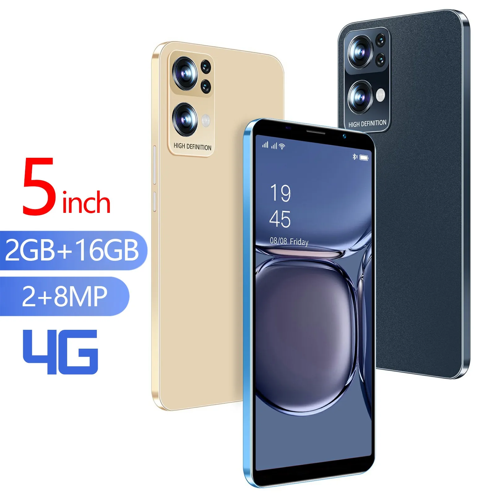 

Mobile phone 5 Inch Face Unlock HD Full Screen Android Smartphone 2G RAM + 16G ROM Mobile phone intercom Smartphone