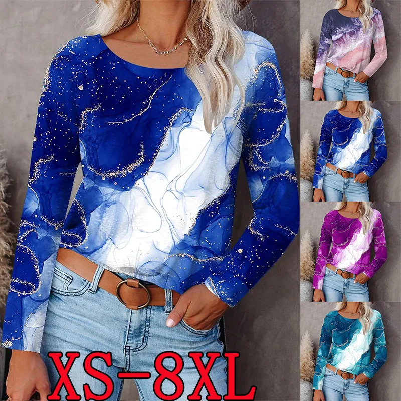 

Женский облегающий пуловер с длинным рукавом и круглым вырезом, сезон осень-зима, топы свободного кроя, футболка с принтом, новый дизайн 2022