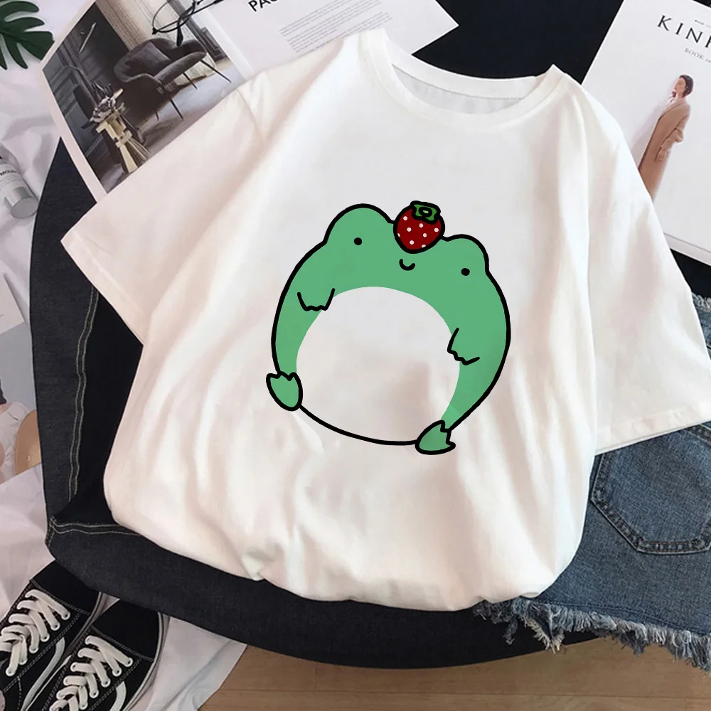 

Kawaii лягушка гриб рубашка с коротким рукавом молодой стиль лето Harajuku рубашка