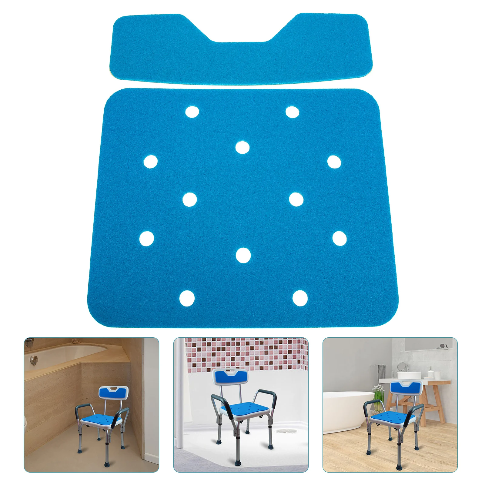1 Set Waterproof Bath Stool Mat Anti-slip Stool Pad Adhesive Shower Chair Mat