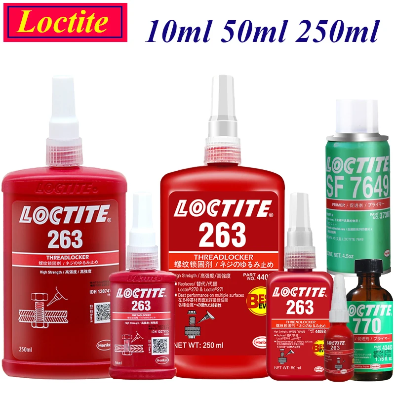 Adhesivo de sellado de tornillo Loctite 250, 10ml, 50ml, 263 ml, rosca de pegamento anaeróbico, Loctite SF 7649 770, catalizador impulsor