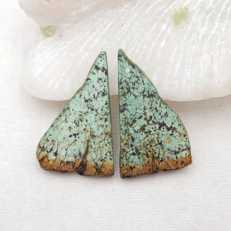 

Natural Stone African Turquoise Nugget Earring Bead 32x20x3mm,5g Semiprecious Stone Jewelry Women Earrings Accessory