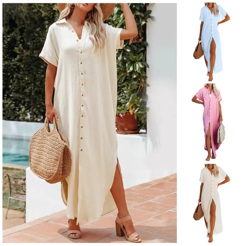 

2 Pcs/Set Swimsuit Cover Up Solid Color Loose Beachwear Sunscreen Bikini Cover Up for Vacation 2022 New Summer Women's Clothing