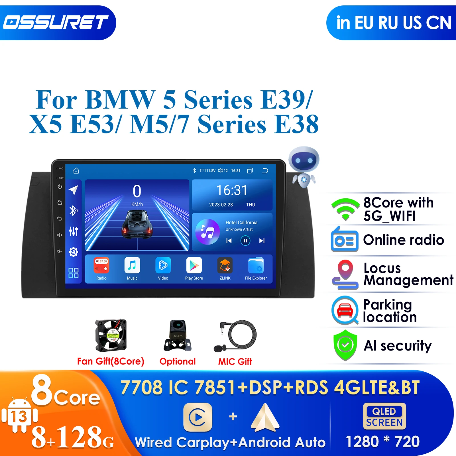 Carplay 4G-LTE 9 &quot8-ядерный Авторадио 2 Din Android 12 Автомобильный мультимедийный плеер для