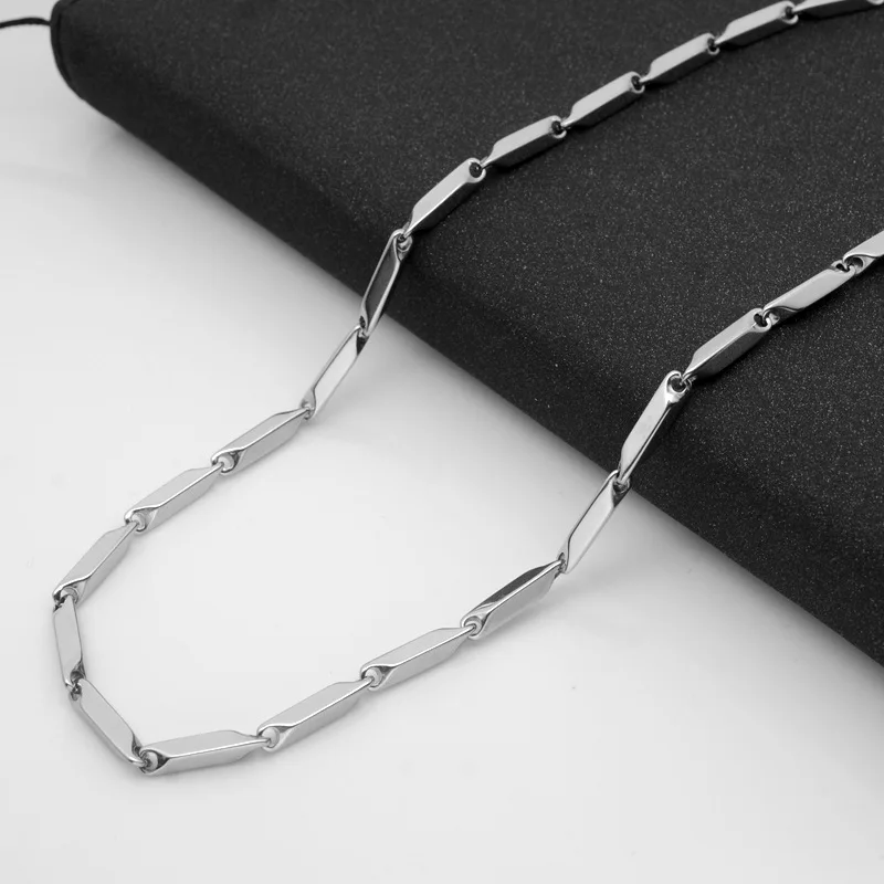 

Rhombus Stainless Steel Chains For Women Men Hiphop Punk 3mm Silver Necklace High Quality Titanium Steel Square Choker Jewelry