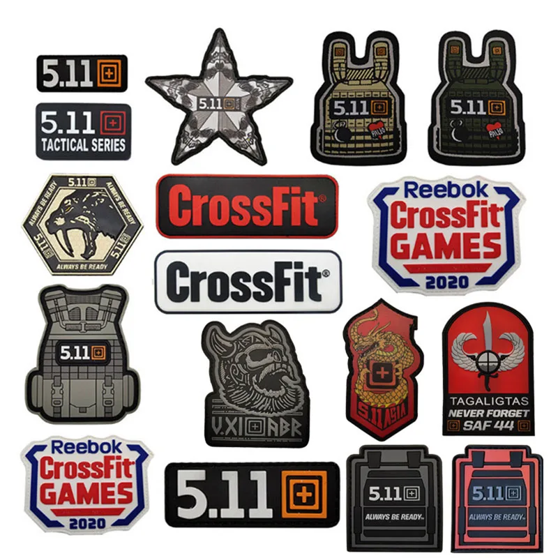 

3D Crossfit Hook and Loop Patch Fitness 511 Badge Tactical Rubber Sticker Stripe PVC Outdoor Gear Military Badge
