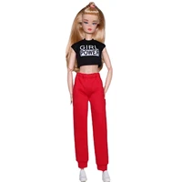 black shirt red pants 11 5 doll clothes set for barbie doll outfits for barbie clothes 16 bjd accessories kids playhouse toy