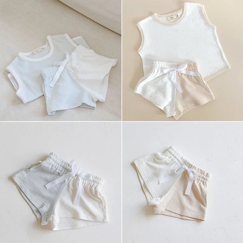 

2022 Новое поступление, дизайнерские детские летние комплекты одежды EnkeliBB, хлопковый жилет и шорты, костюмы, яркие детские наряды