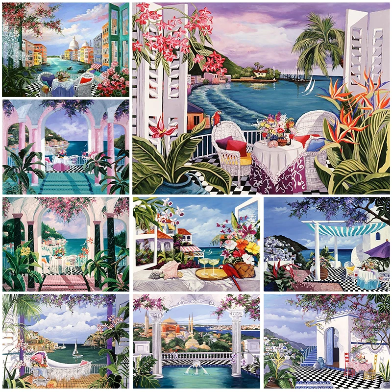 

5D Diamond Painting Romantic Landscape Architecture Full Diamond Mosaic Diamond Embroidery Kit DIY Rhinestone Home Decoration