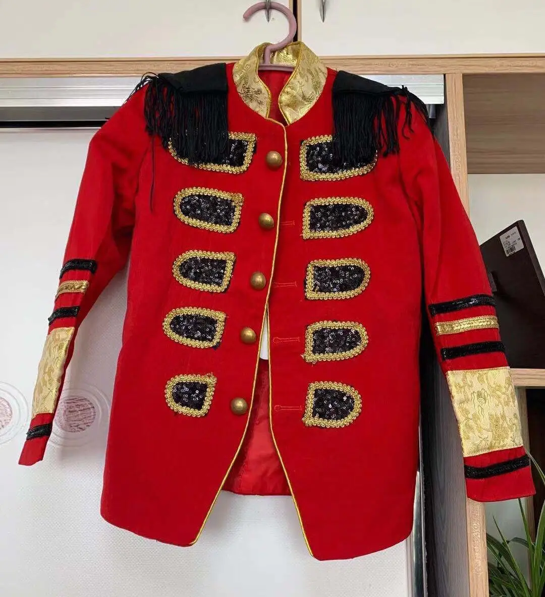 

2023 New Spring Autumn Men's Blaze Red Coat Performance European Court Dress Tassel Suit Top Host Singer All Can Wear