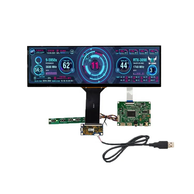

12,6 "растягивающийся ЖК-экран IPS Raspberry Pi Aida 64 CPU GPU экран для мониторинга 1920*515 Full HD 12,6 дюймов панель ЖК-дисплея