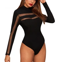 2022 women sexy mesh pathcwork bodysuit bodycon thong leotard tops t shirt jumpsuit romper s xxl