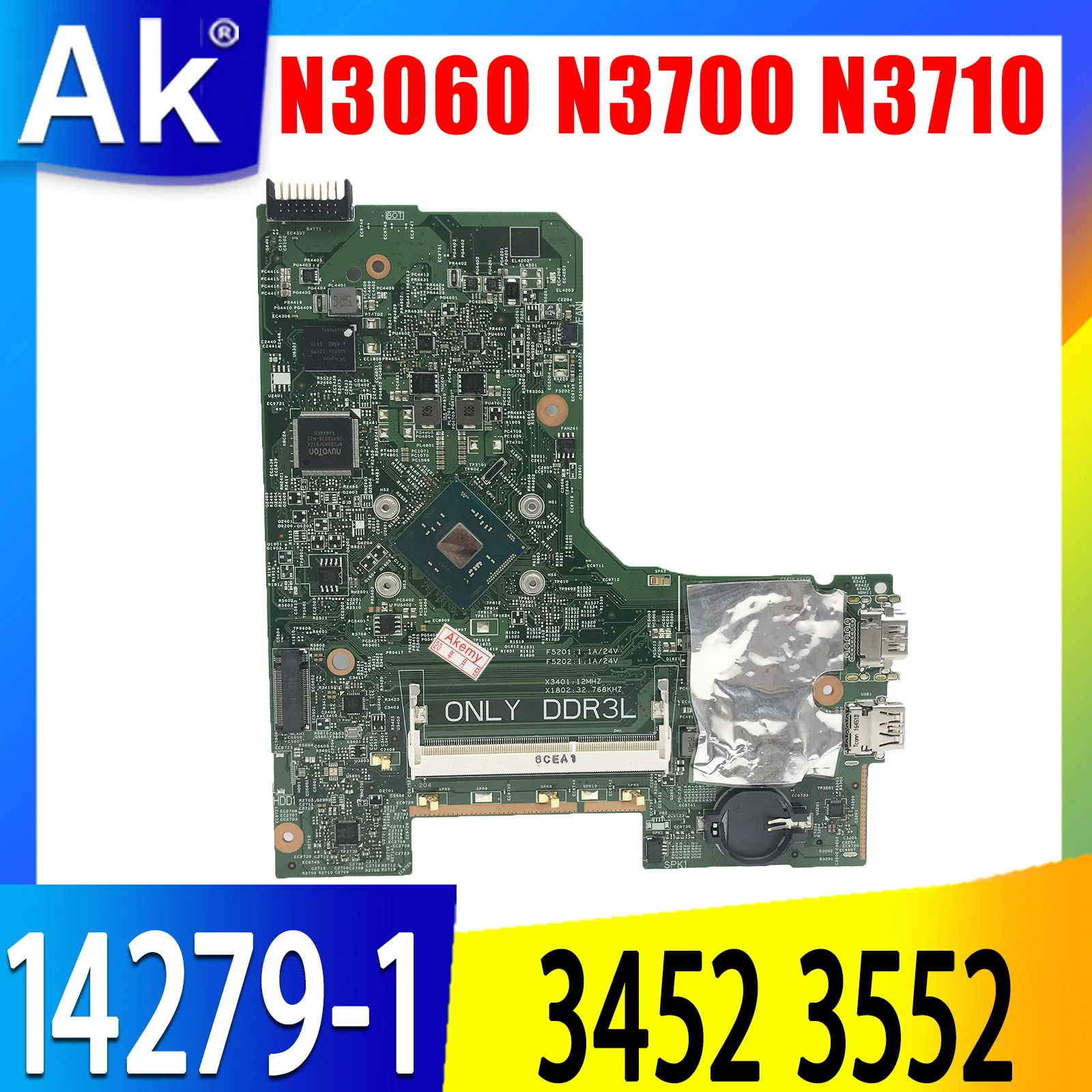 

Материнская плата для ноутбука dell Inspiron 14, 14279, 15, 3452, 3552, в, с процессором N3050, N3060, N3700, N3710