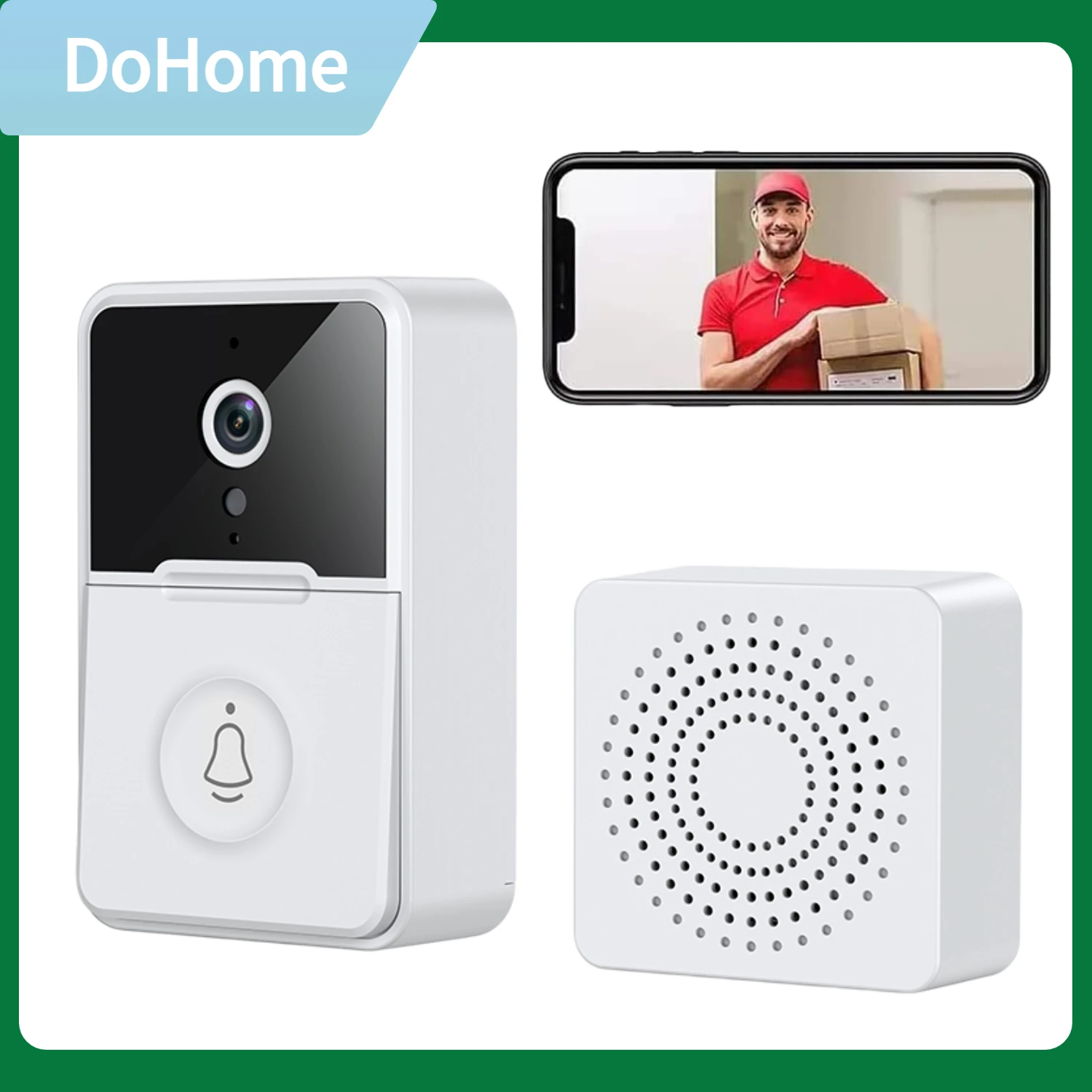 Беспроводная видеокамера с Wi-Fi, дверной звонок с беспроводным сигналом, Интерком, HD ночным видением, 2-сторонним аудио, облачным хранилищем, управлением через приложение