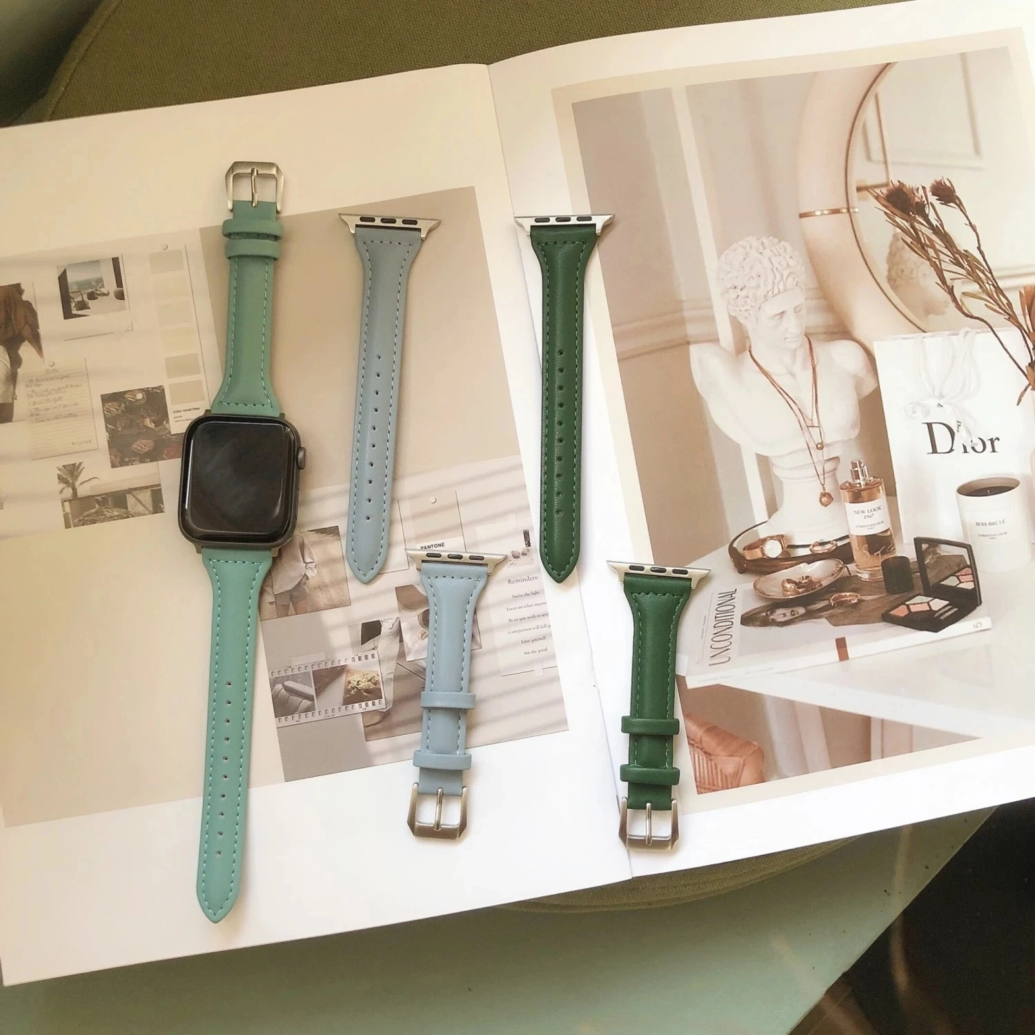 

Smart Watch Strap for Apple Watch Band 41mm 45mm 40mm 44mm 38mm 42mm Series SE Woman Leather Watch Band