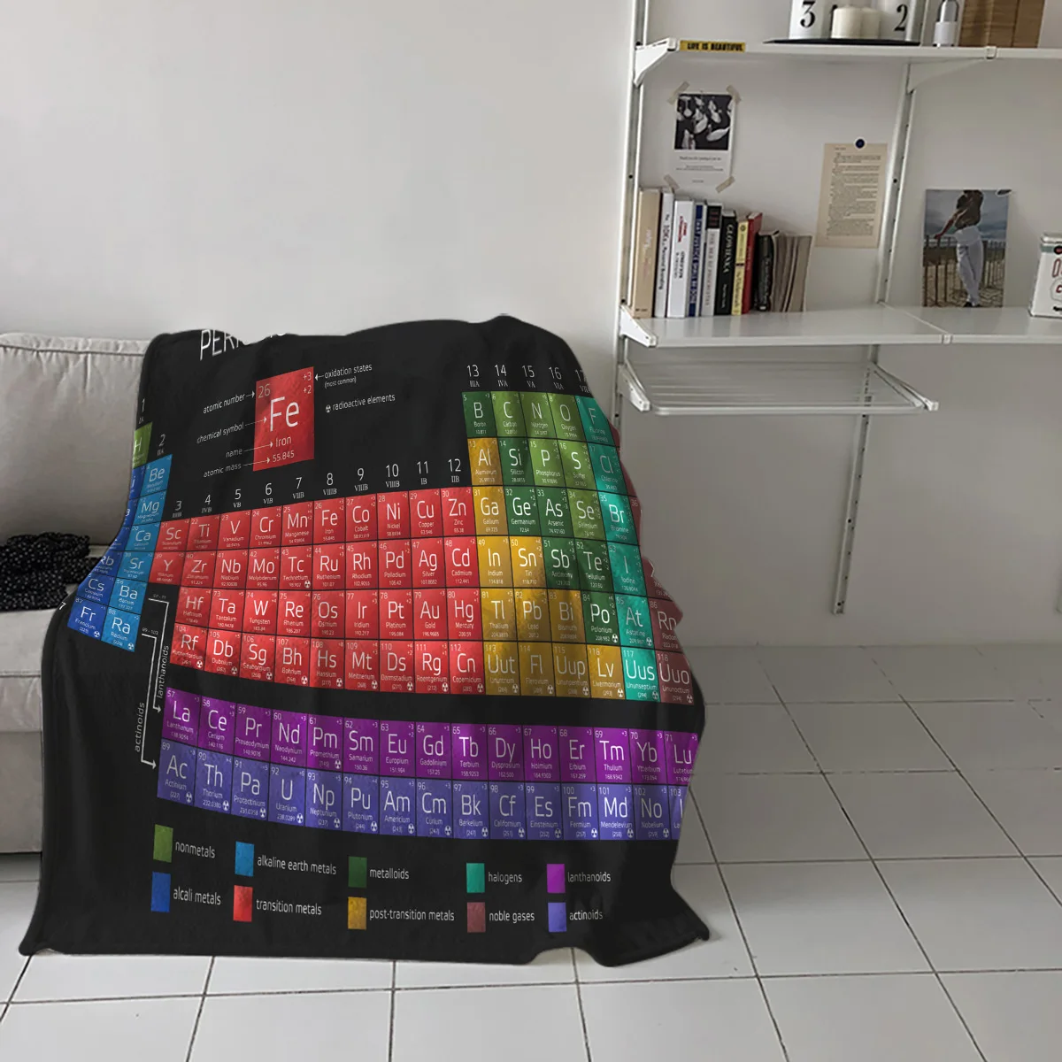 

Periodic Table Of Elements Chemistry Flannel Blanket for Bed Sofa Portable Soft Fleece Throw Blankets Funny Plush Bedspreads