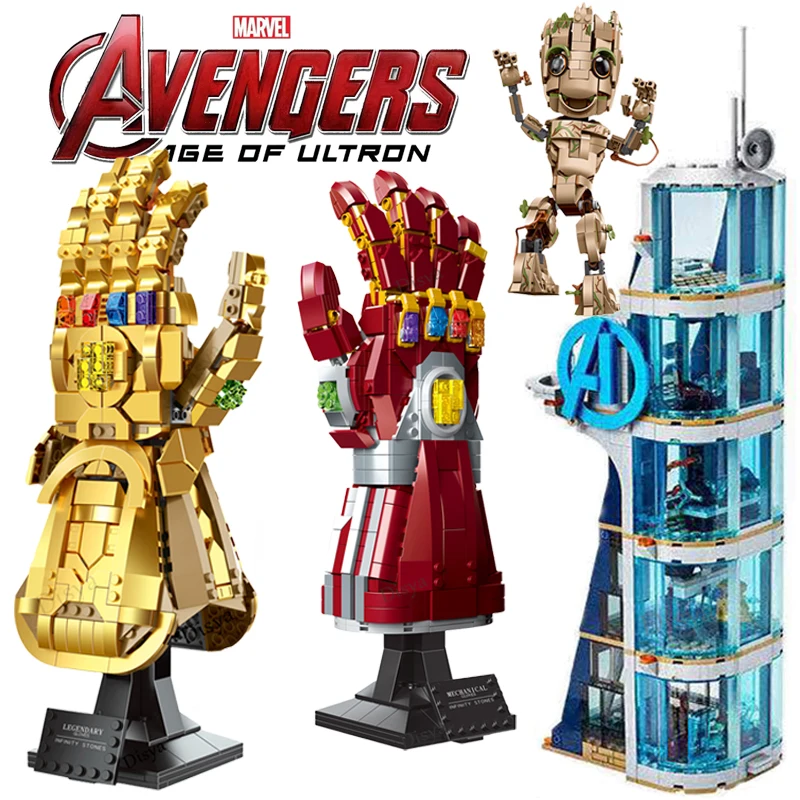 

New Marvel Avengers Superhero Building Headquarters Thanos Infinity Glove The Child block Model Set Building Blocks Toys Gift