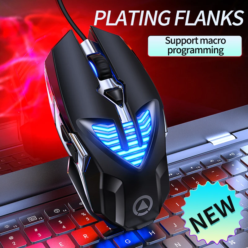 

Game Mouse USB Wired Six Keys Luminous E-sports Mechanical Macro Programming Computer Accessory Strap LED Backlight PC Laptop
