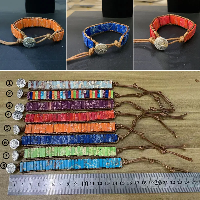 

Bohemian Handmade Woven Wrap Bracelets with Natural Tube Beads Stones Men Women Statement Jewelry