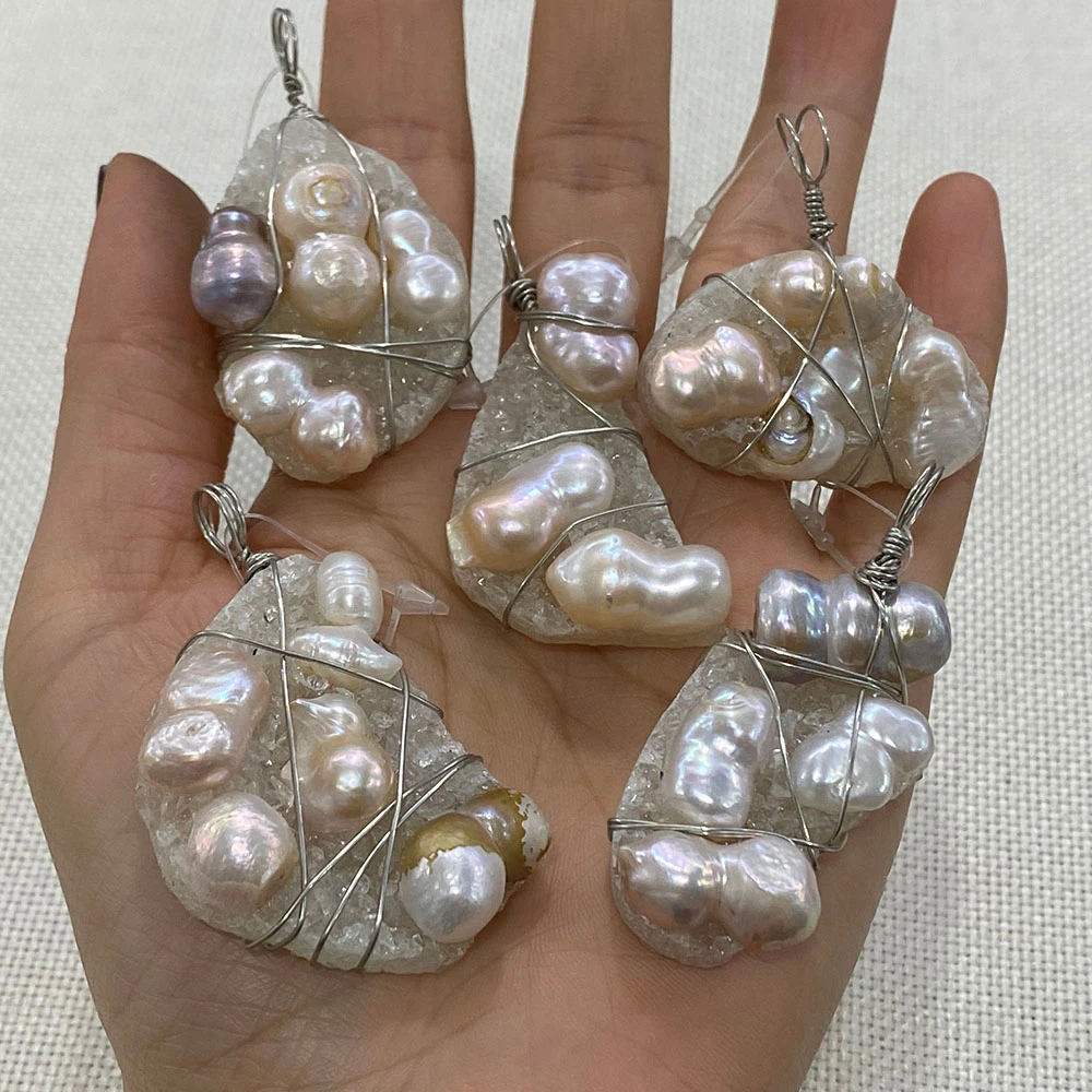 

1pcs/bag Resin Crystal Inlaid Pearl Pendant 30-55mm Irregular Crystal Pendant Charm Jewelry DIY Necklace Sweater Chain Accessory