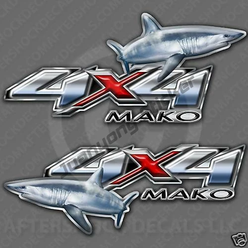 

2PCS 4x4 Truck Shark Fishing Decal Set Mako Charter Boat Marina Ocean Deep Sea Marine Bodywork Windshield Suv Decoration