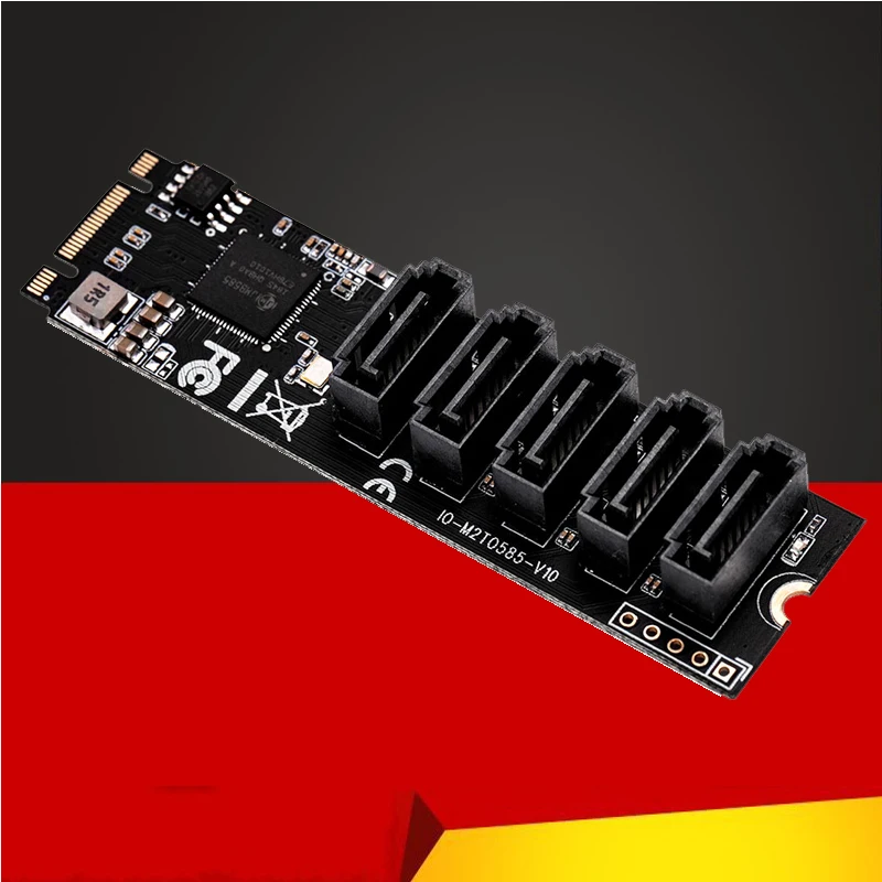 Адаптер M.2 на SATA, усилитель порта SATA, M.2 на 5 портов, SATA 3, 6 ГБ, адаптер SSD, кабель SATAIII, поддержка UEFI PCIe Gen3x2, чип JMB585