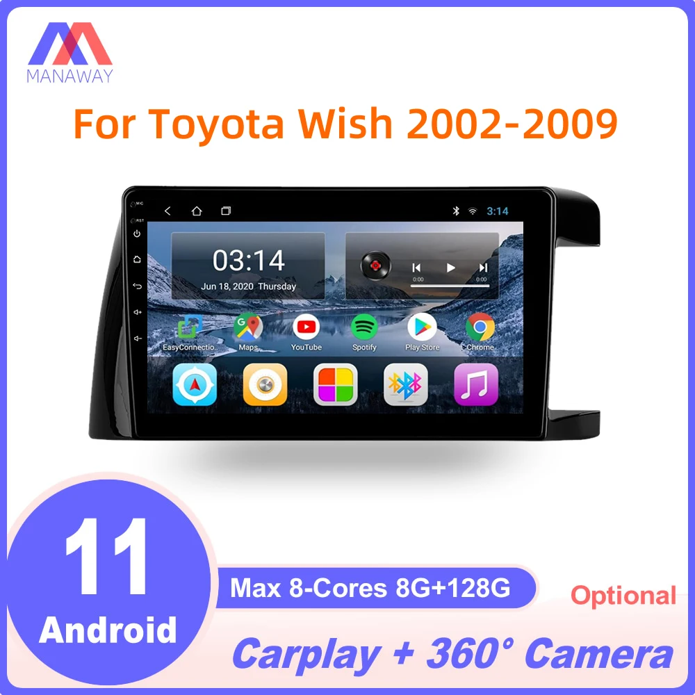 Автомагнитола 2DIN для TOYOTA WISH 2002-2009 DSP CarPlay мультимедийный проигрыватель с