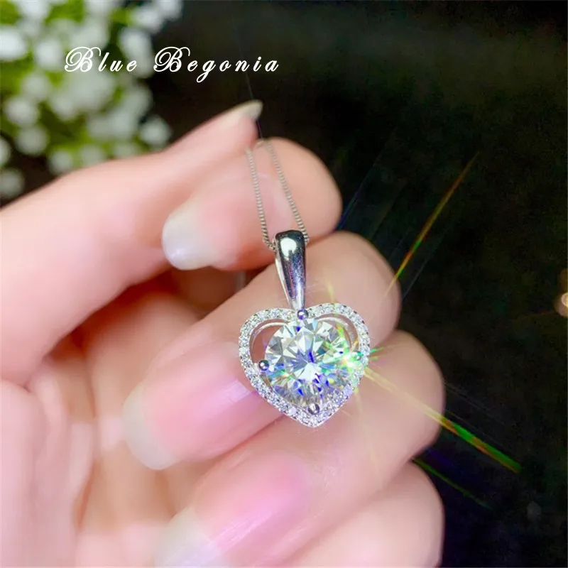 

100% Moissanite Pendant 925 Sterling Silver 0.5CT 1CT 2CT 3CT VVS Lab Diamond Necklace Fine Jewelry for Women Engagement Gift