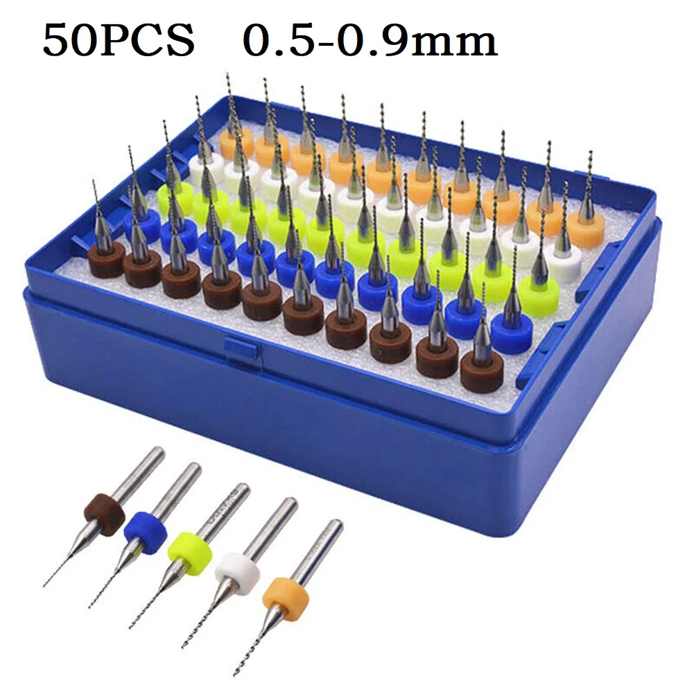 

50pcs PCB Print Circuit Board Engraving Drill Bit 0.5-0.9mm Tungsten Hard Alloy Drill Bits Sharper Cutting Power Tool