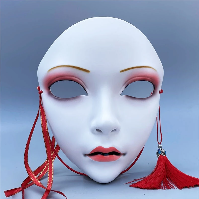 

Genshin Impact Face Cover with Gift Box Japanese Full Face Fox Mask Cosplay Mask Halloween Party Mask Lady Face Costume Prop