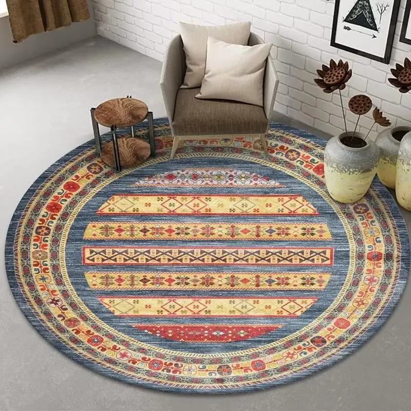 Круглый ретро ковер в американском стиле для гостиной обеденного стола спальни