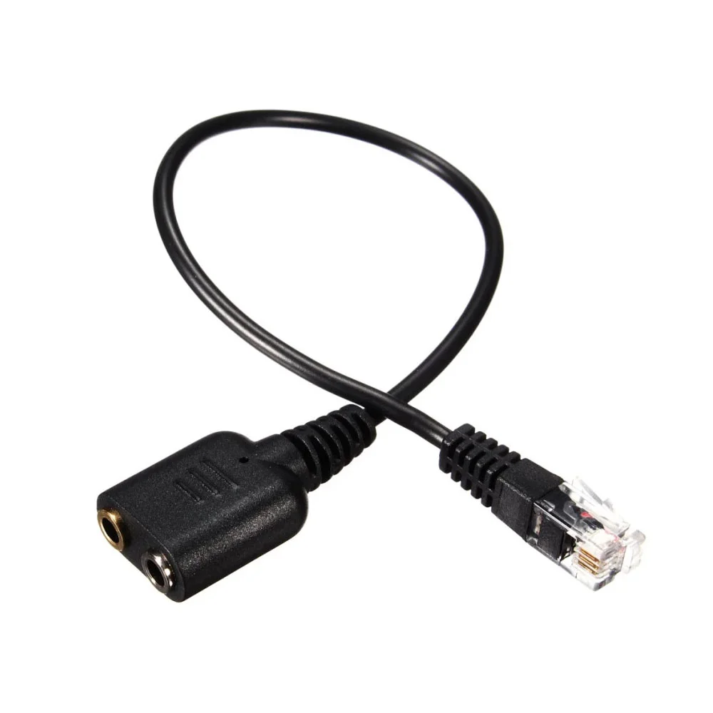 

RJ9 Plug to 2x3.5mm Jack Convertor Cable Computer Headset to Phone Headset RJ9 to Dual 3.5mm for Analog PC Headset to Desk Phone