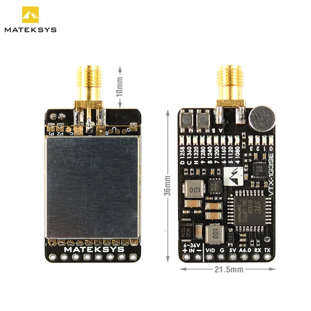 MATEK VTX-1G3SE 1 2 GHz/1 3 GHz 9CH RX 0 mW 25mW 200mW 800mW @ 12V в видео передатчике VTX NTSC или PAL 6-36V для дрона