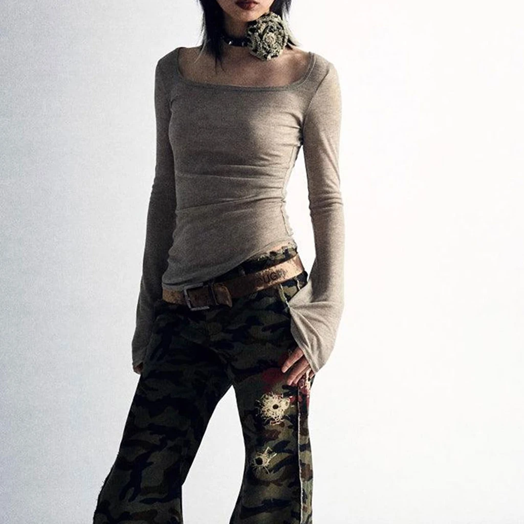 Женская весенне-осенняя футболка с длинным рукавом модные рубашки круглым