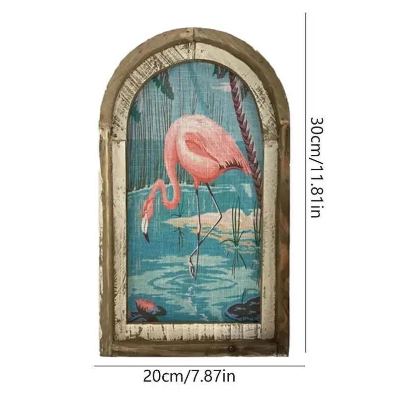 Настенная картина для спальни декоративная с фламинго искусство деревянная в