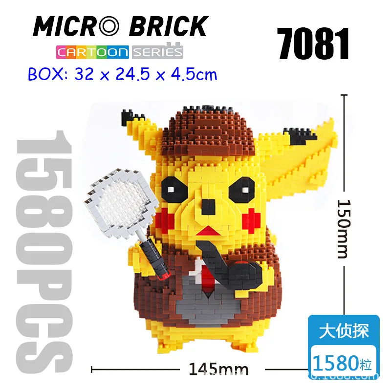 

Pokemon Detective Pikachu Toys for Children Assembled Building Blocks Anime Action Figures Snorlax Children Toys Model Plate